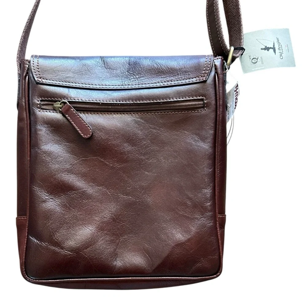 Old Angler Firenze Leather Satchel Bag For IPad Brown NWT